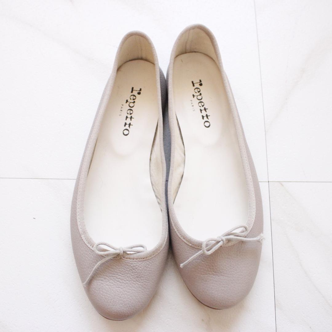 repetto レザー サンドリヨオン 39 グレー フラットシューズ