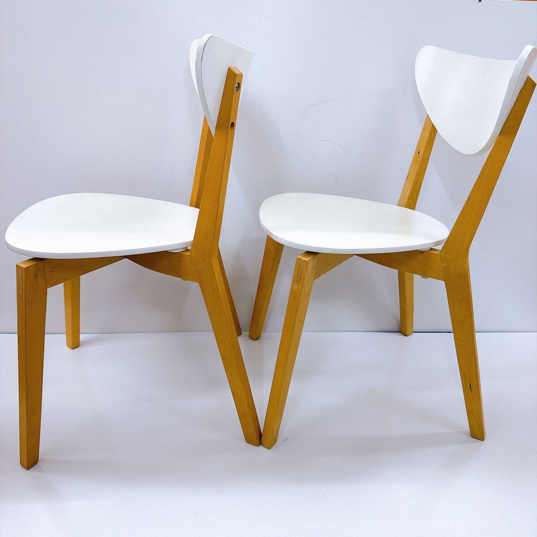 IKEA ノールドミーラ チェア 2脚セット ホワイト/バーチ