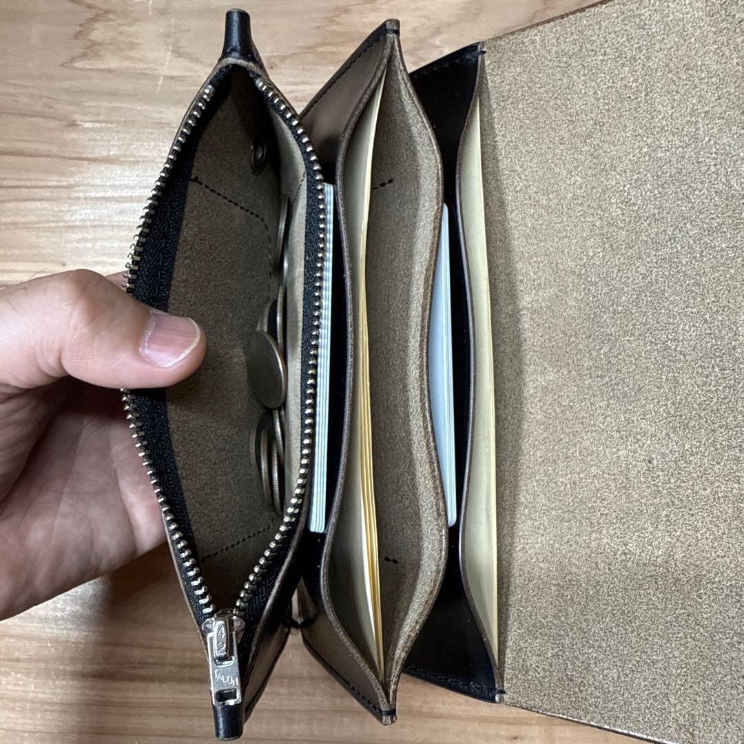 クロムエクセル ホーウィン トラッカーウォレット3層 茶芯 タロンジッパー Ni