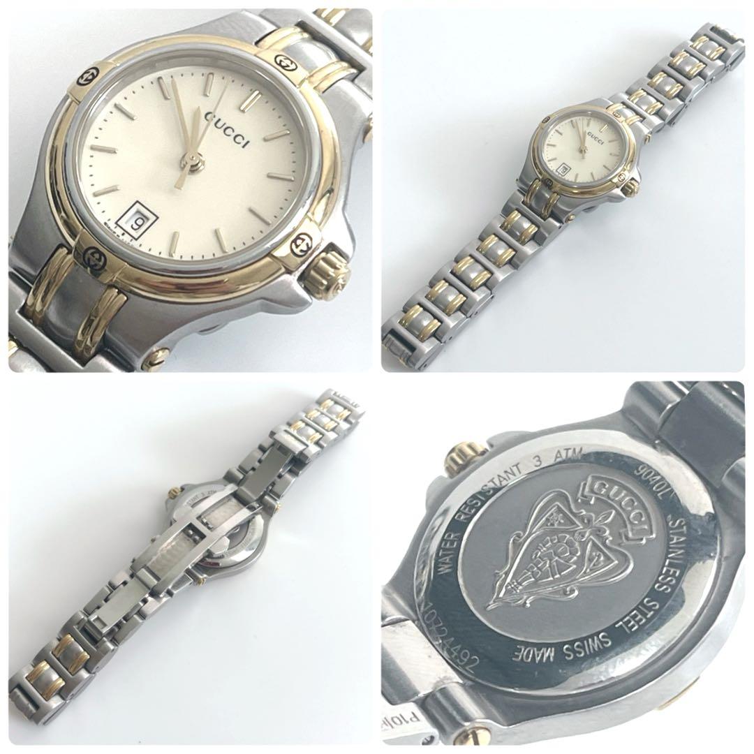 かどびーGUCCI 9040L グッチ 腕時計コンビ レディース 新品電池