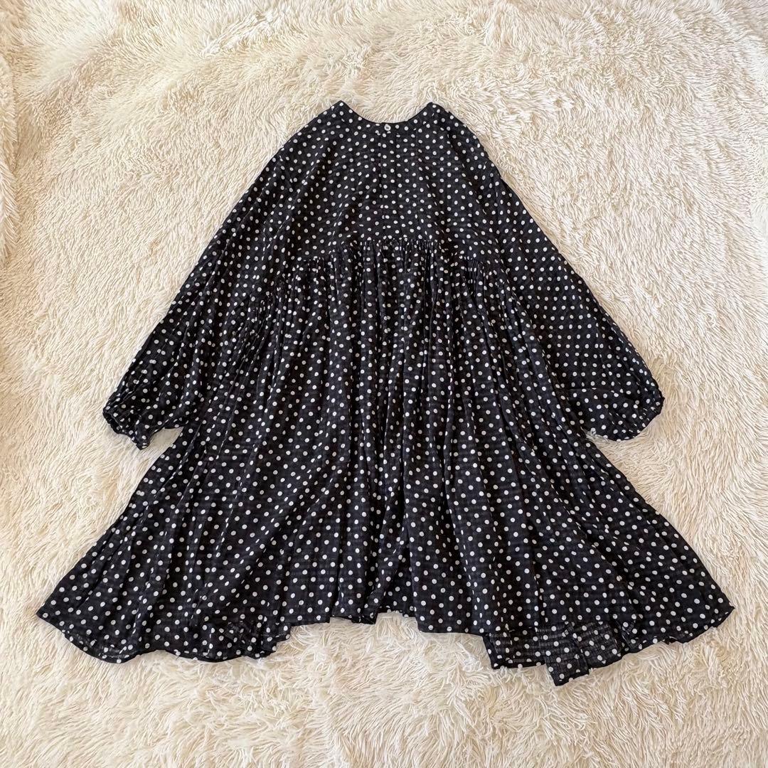 美品✨ビアズリー　ドットギャザーワンピース　チュニック　超フレア