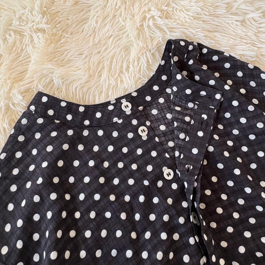 美品✨ビアズリー　ドットギャザーワンピース　チュニック　超フレア