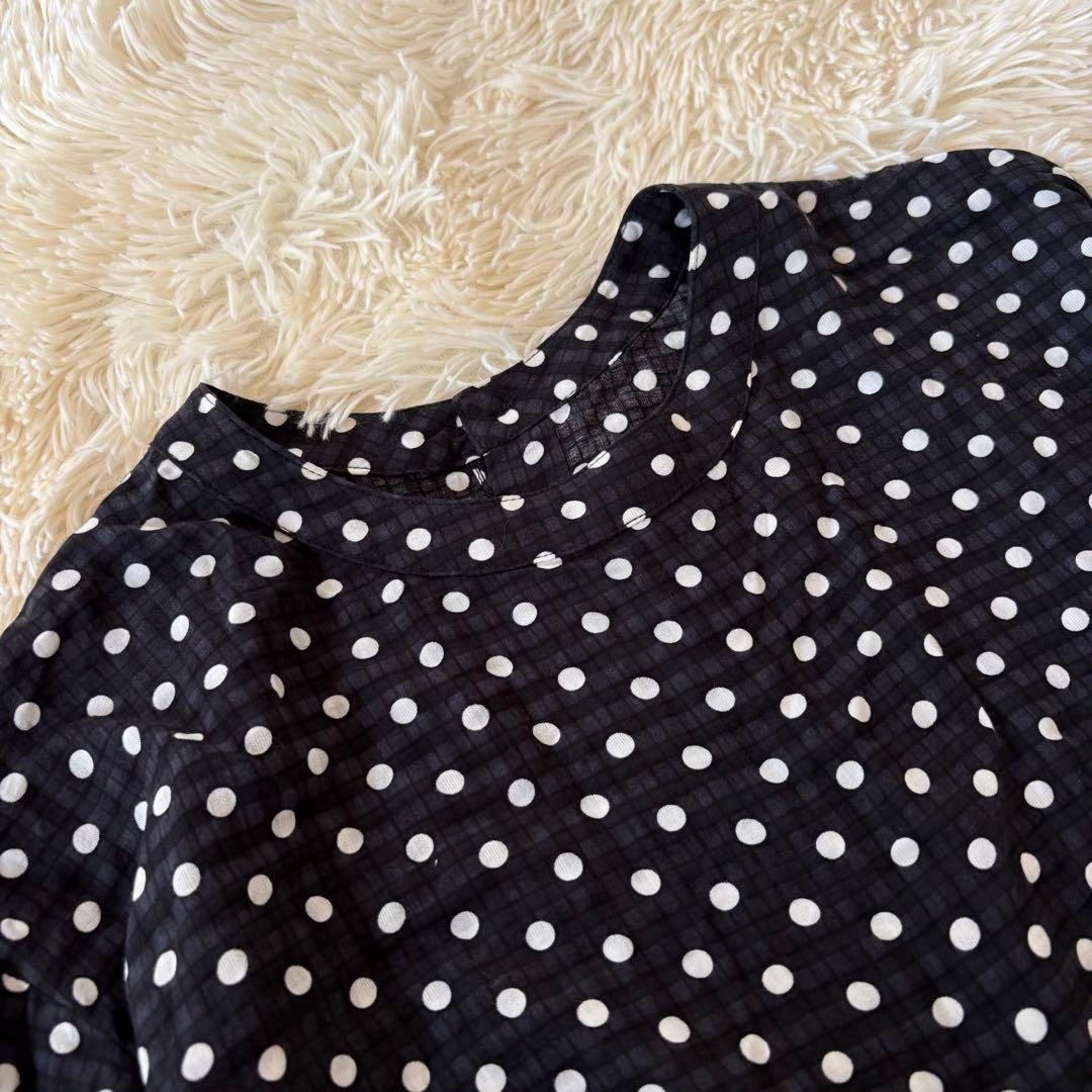 美品✨ビアズリー　ドットギャザーワンピース　チュニック　超フレア