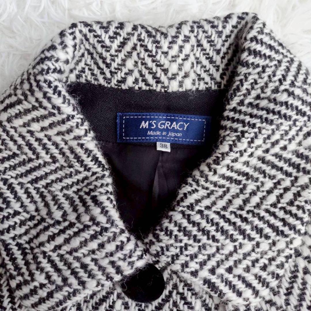 M'S GRACY 3way コート ケープ ベスト ジレ ヘリンボーン リボン