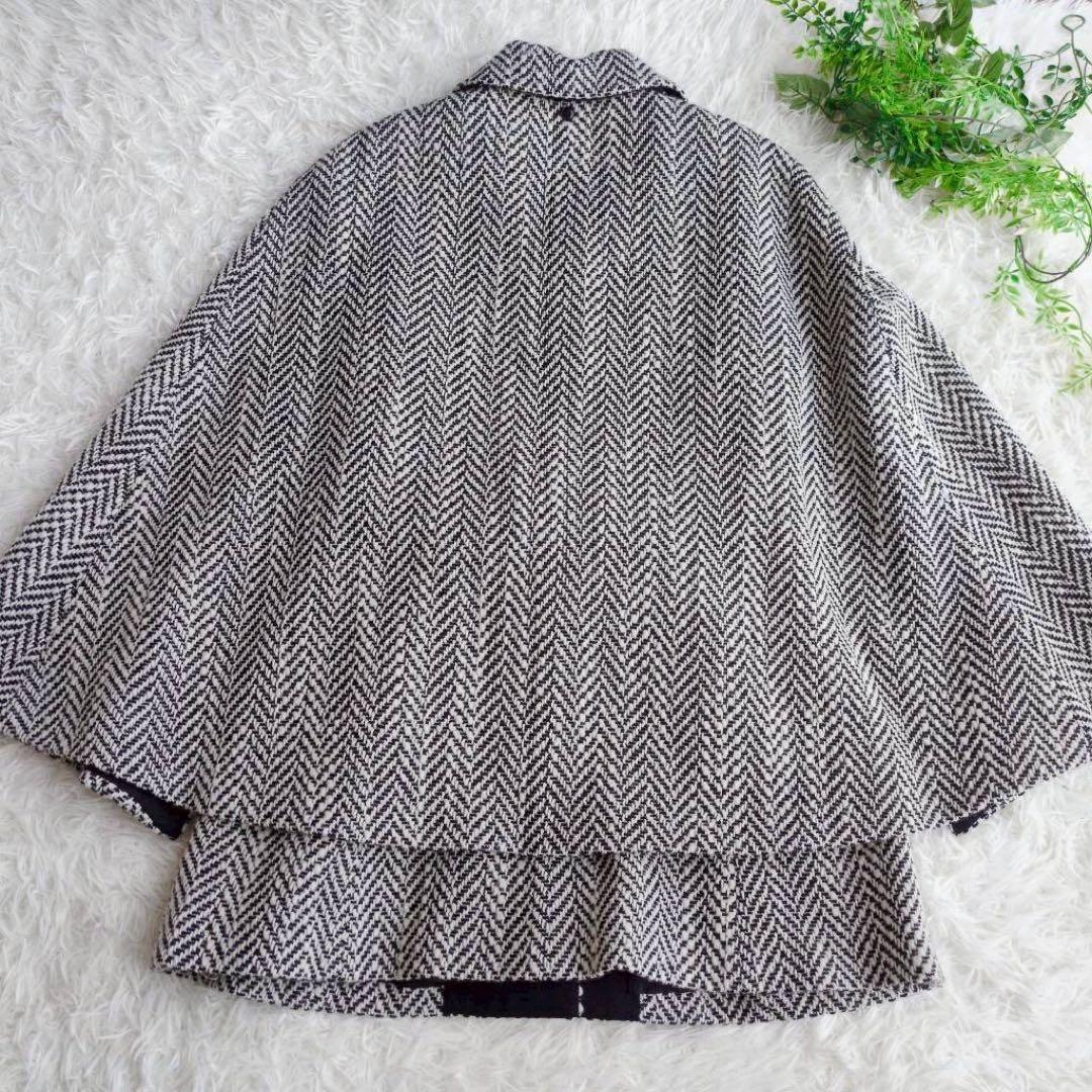 M'S GRACY 3way コート ケープ ベスト ジレ ヘリンボーン リボン