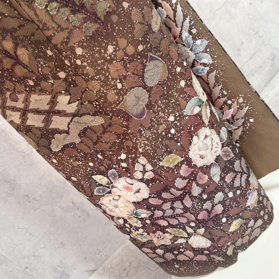 訪問着フルセット　辻ヶ花　翠山工房　着物　正絹　桐山　珍品　ブラウン　p1