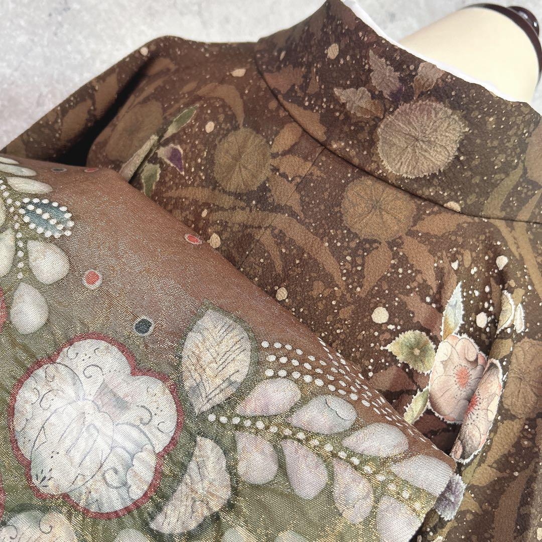 訪問着フルセット　辻ヶ花　翠山工房　着物　正絹　桐山　珍品　ブラウン　p1