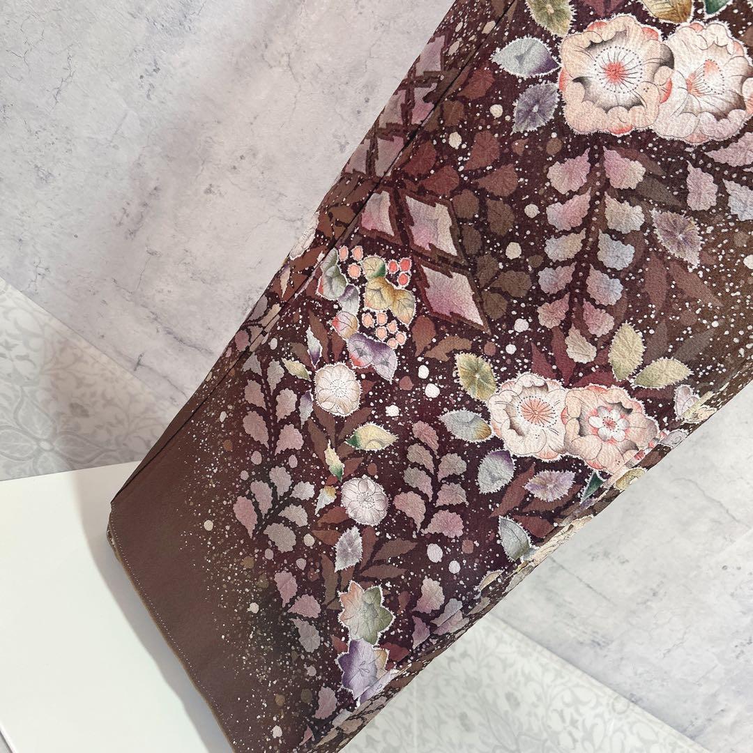 訪問着フルセット　辻ヶ花　翠山工房　着物　正絹　桐山　珍品　ブラウン　p1