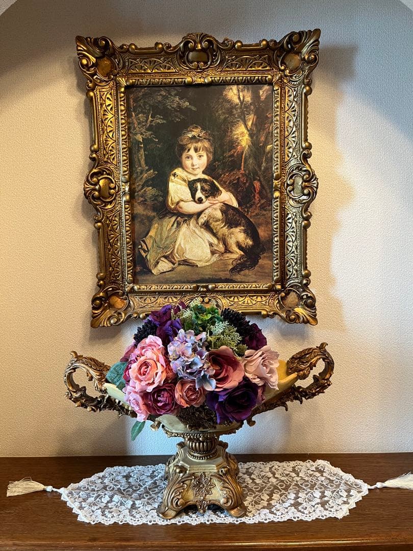 ロココ調　額絵　イタリア製縦型　金縁