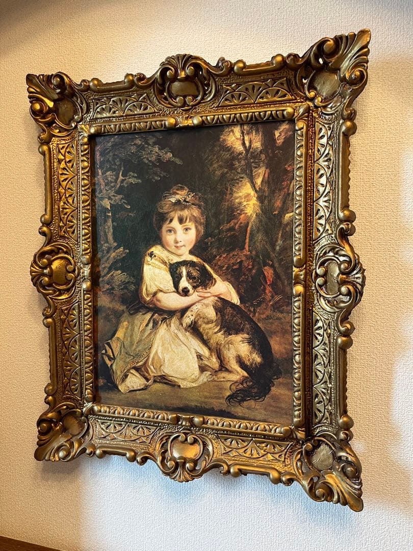 ロココ調　額絵　イタリア製縦型　金縁