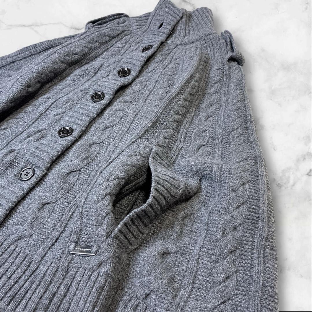 【美品】バーバリーロンドン　ポンチョ　ニット　 カシミヤ混　ハイネック グレー