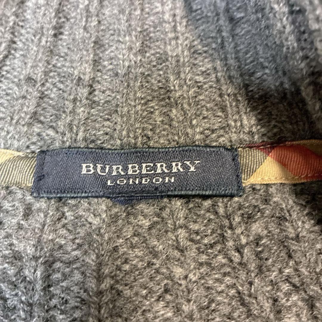 【美品】バーバリーロンドン　ポンチョ　ニット　 カシミヤ混　ハイネック グレー