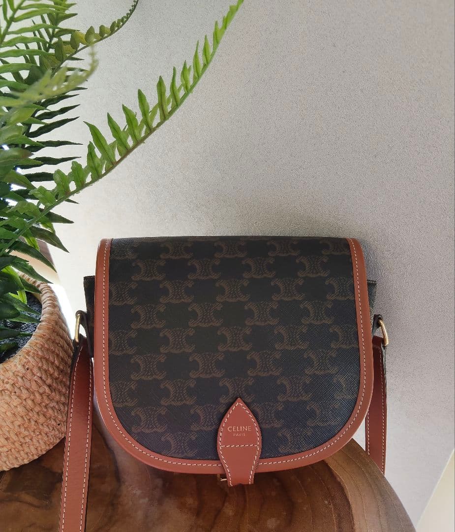 CELINEセリーヌ☆ミディアム フォルコバッグ トリオンフキャンバス＆カーフ☆
