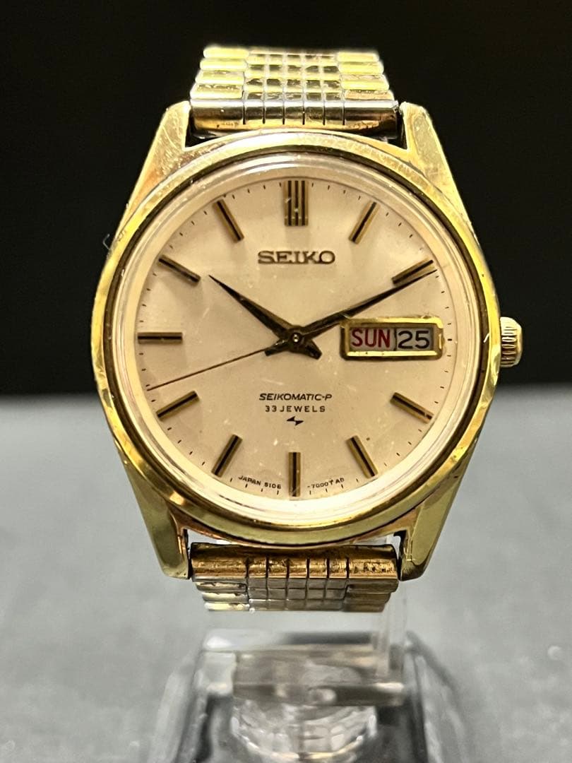 ★超絶品！SEIKOMATIC-P 自動巻き33石DAYデイトメンズ腕時計稼働