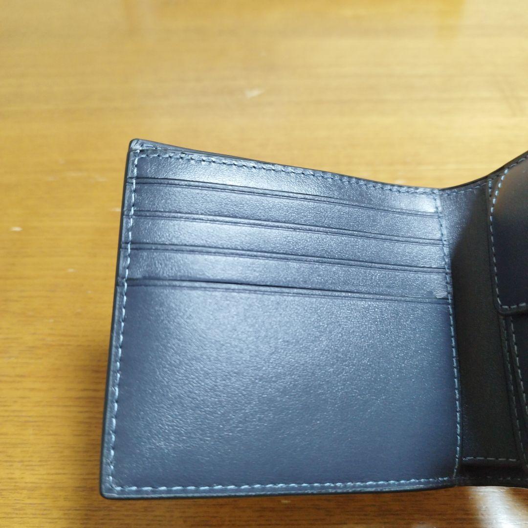 【新品未使用】COACH ネイビー 二つ折り財布 クロコダイル型押し