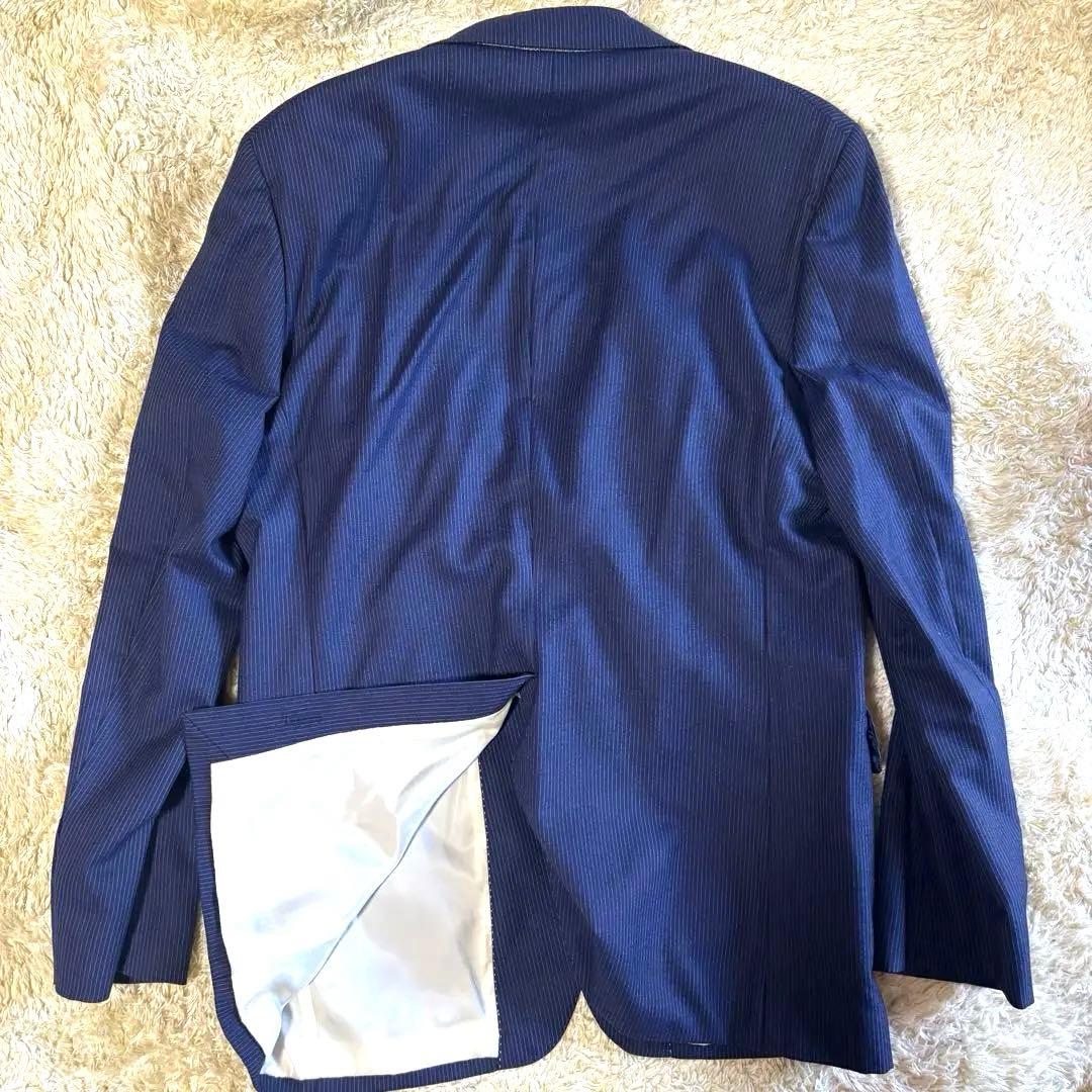 美品　スーツカンパニー　スーツ　ネイビー　ストライプ　XL カノニコ120 2B