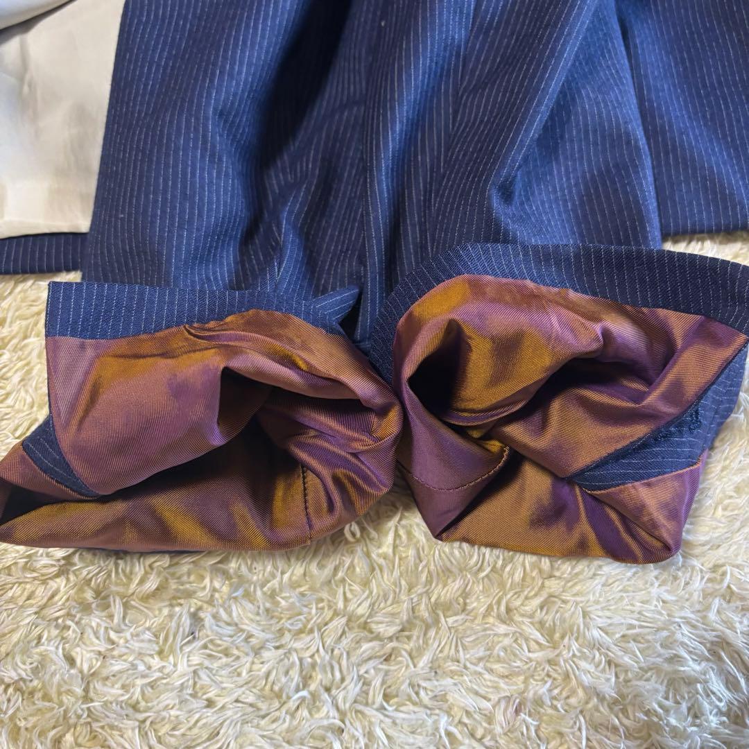 美品　スーツカンパニー　スーツ　ネイビー　ストライプ　XL カノニコ120 2B