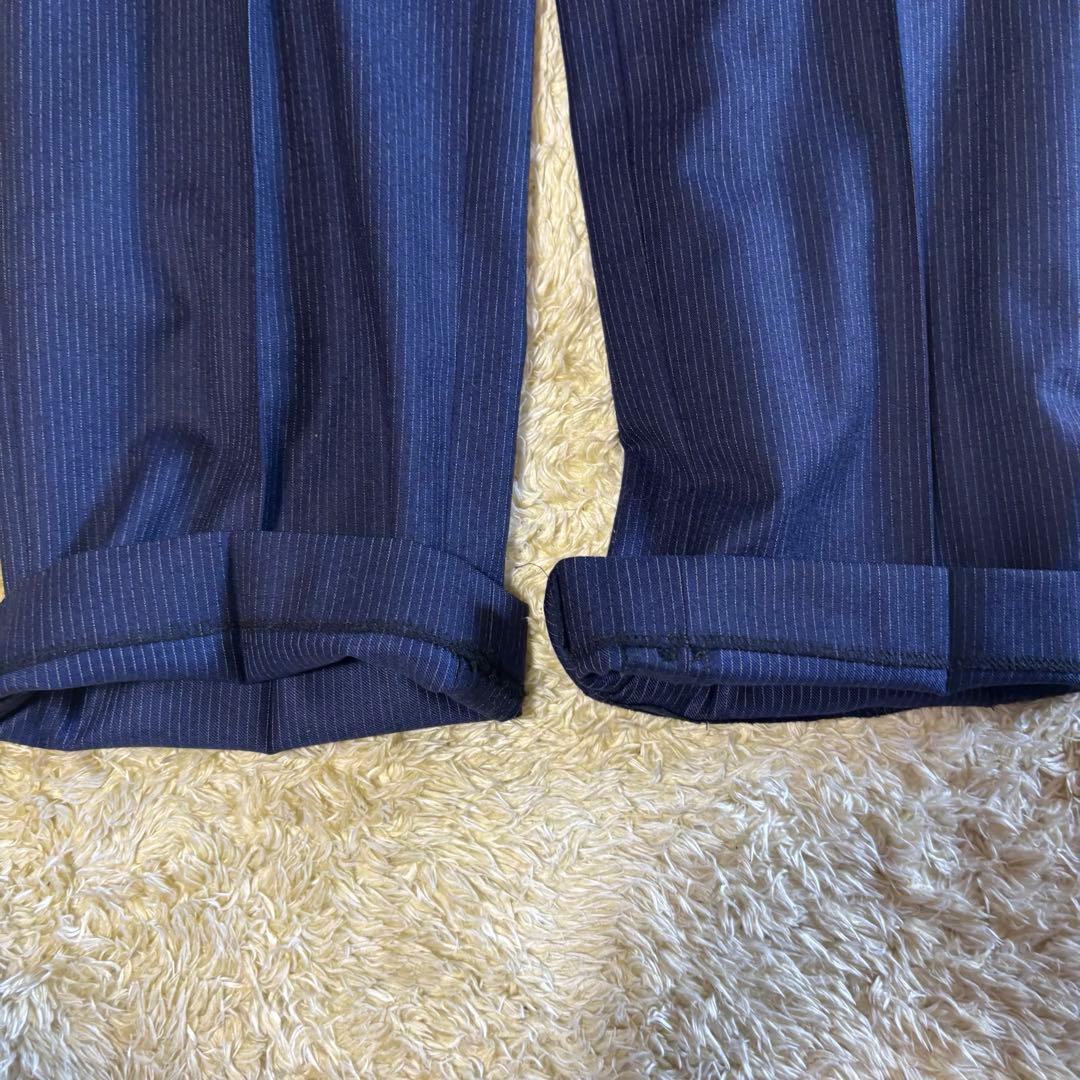 美品　スーツカンパニー　スーツ　ネイビー　ストライプ　XL カノニコ120 2B