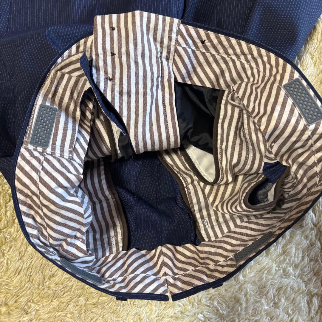 美品　スーツカンパニー　スーツ　ネイビー　ストライプ　XL カノニコ120 2B