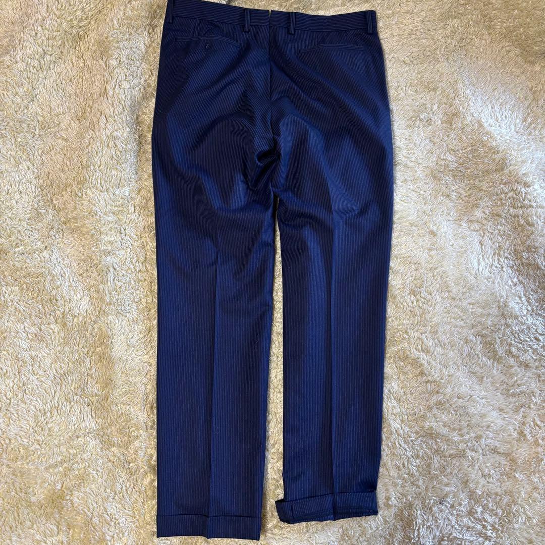 美品　スーツカンパニー　スーツ　ネイビー　ストライプ　XL カノニコ120 2B