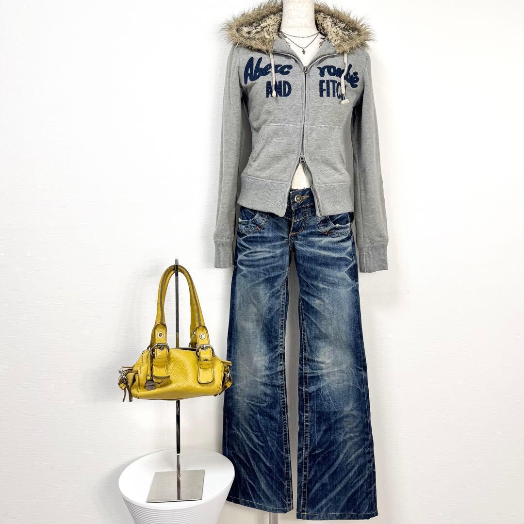 y2k❤️ Abercrombie & Fitch ファー ダブルジップパーカー