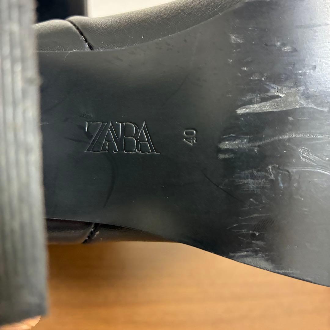 美品　ZARA メンズ　サイズ40 26レザー ブラック サイドゴアブーツ