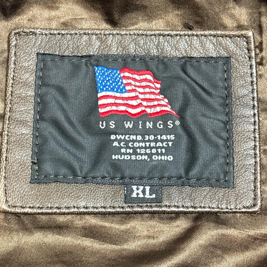 名作 USA製 A2 Flight Jacket XL 台襟 シールブラウン