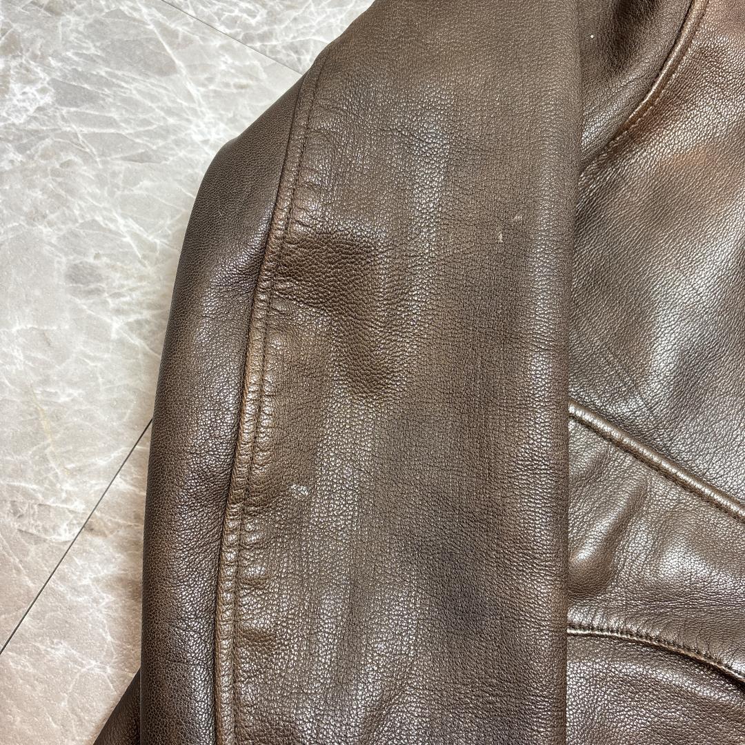 名作 USA製 A2 Flight Jacket XL 台襟 シールブラウン