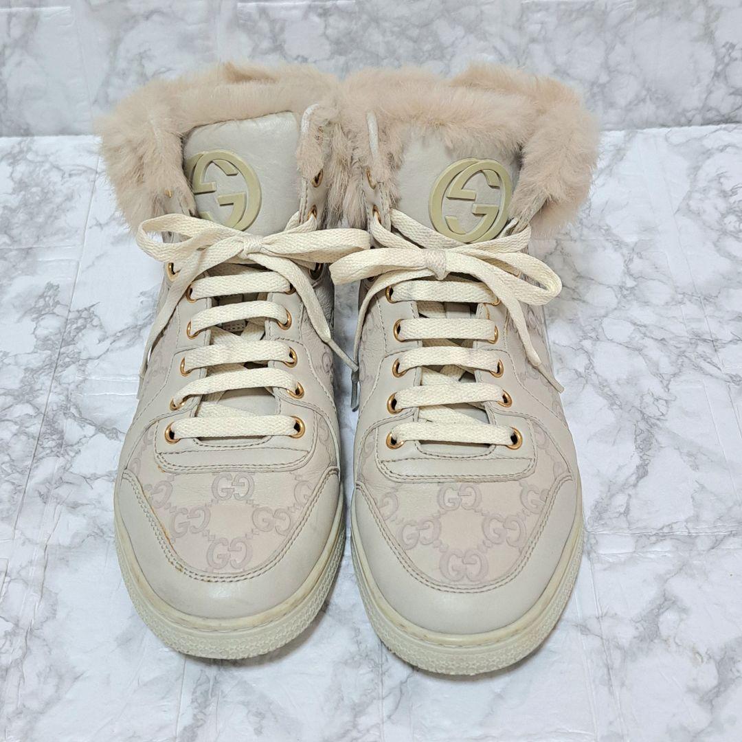 グッチ GUCCI ファートリム ハイカット スニーカー