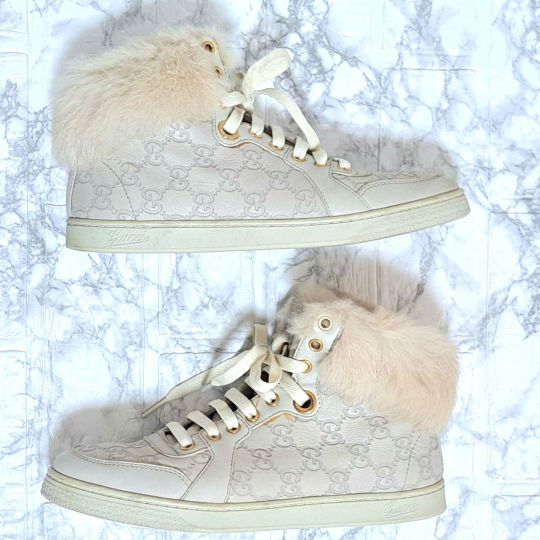 グッチ GUCCI ファートリム ハイカット スニーカー