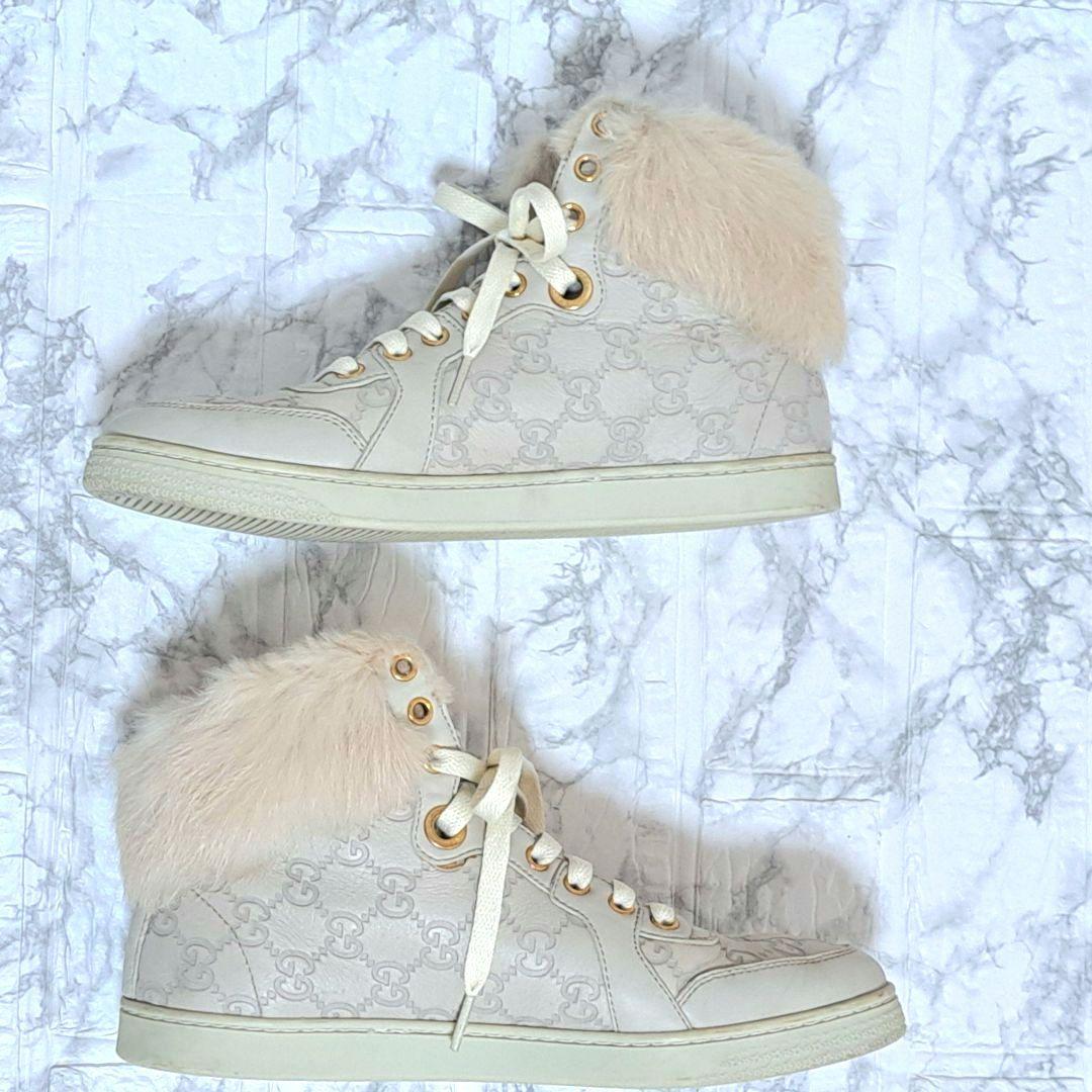 グッチ GUCCI ファートリム ハイカット スニーカー