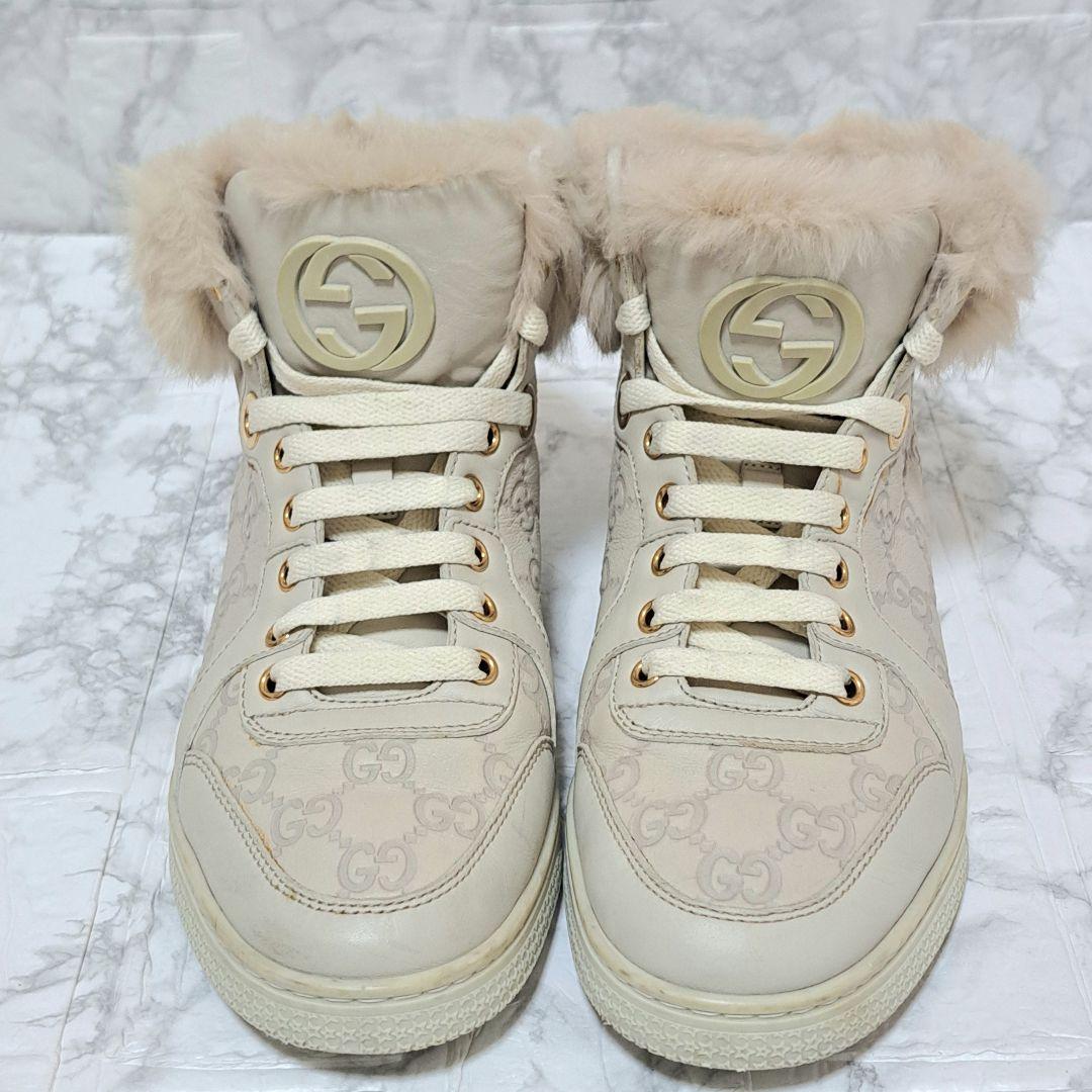 グッチ GUCCI ファートリム ハイカット スニーカー