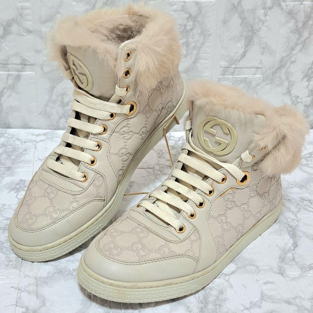 グッチ GUCCI ファートリム ハイカット スニーカー