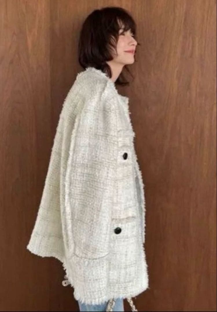 CLANE クラネ ノーカラーツイードジャケット