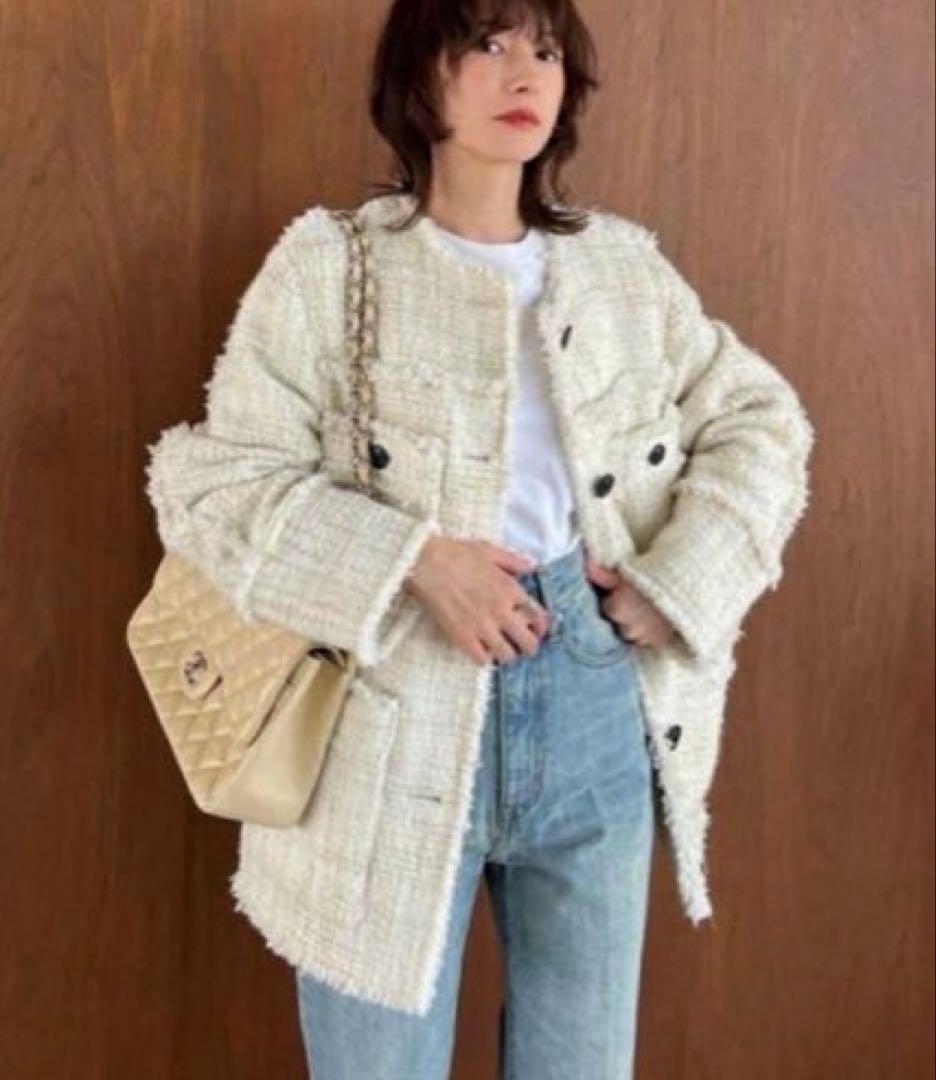 CLANE クラネ ノーカラーツイードジャケット