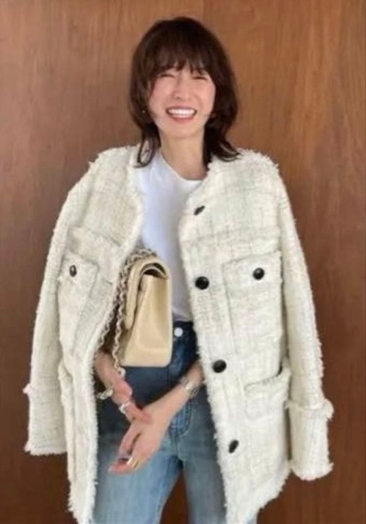 CLANE クラネ ノーカラーツイードジャケット