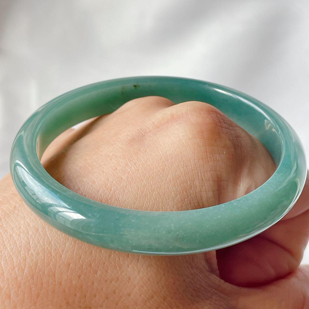 【新入荷】本翡翠保証‼️天然翡翠　藍水バングル　内径約60.7mm 鑑定書付