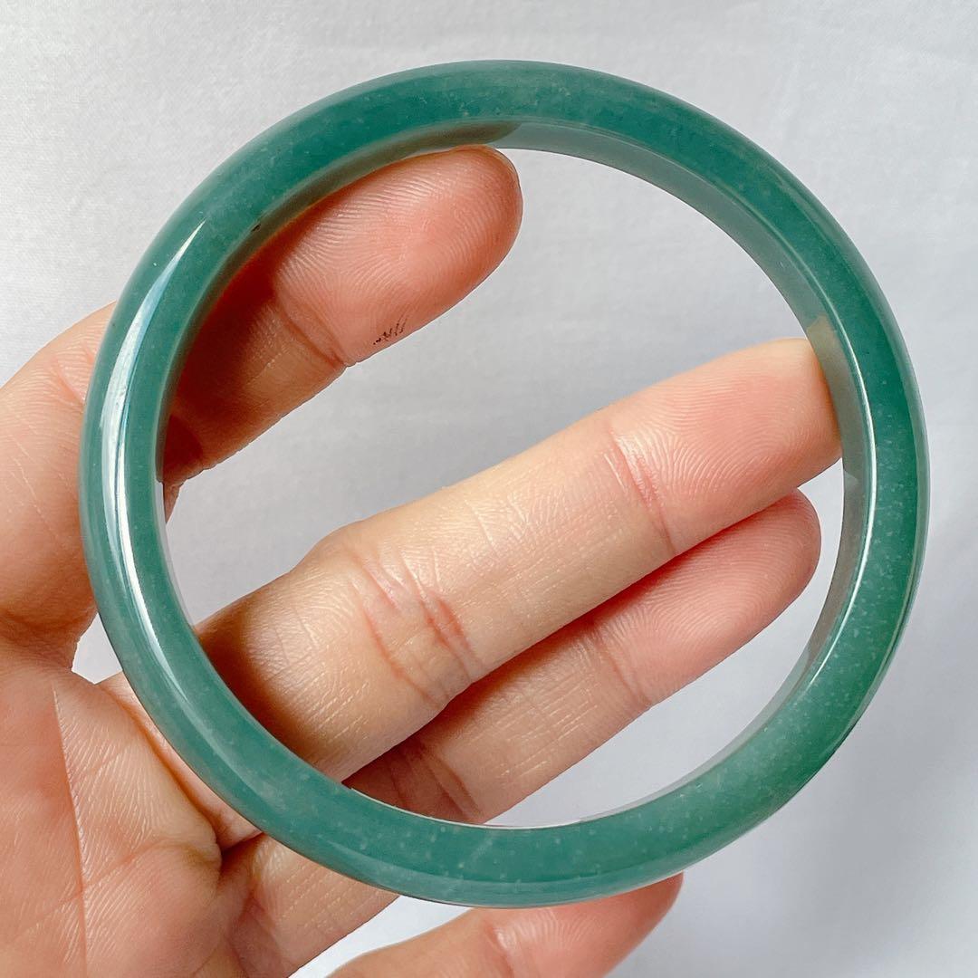 【新入荷】本翡翠保証‼️天然翡翠　藍水バングル　内径約60.7mm 鑑定書付