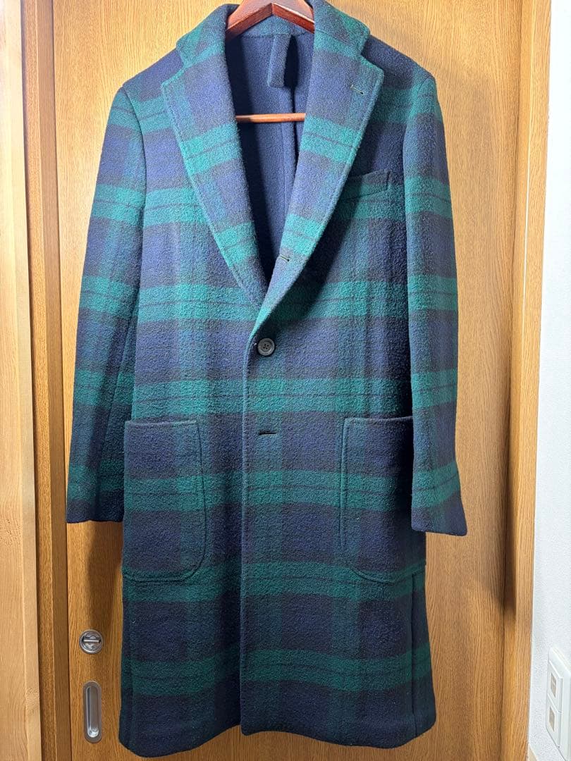 フィナモレ 人気柄 ブラックウォッチ柄 チェスターコート 48