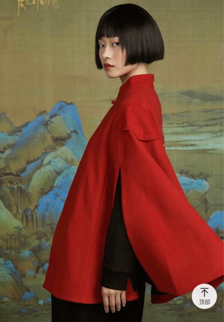 チャイナカラー ドラゴン龍 刺繍 ポンチョ・ケープコート 美品