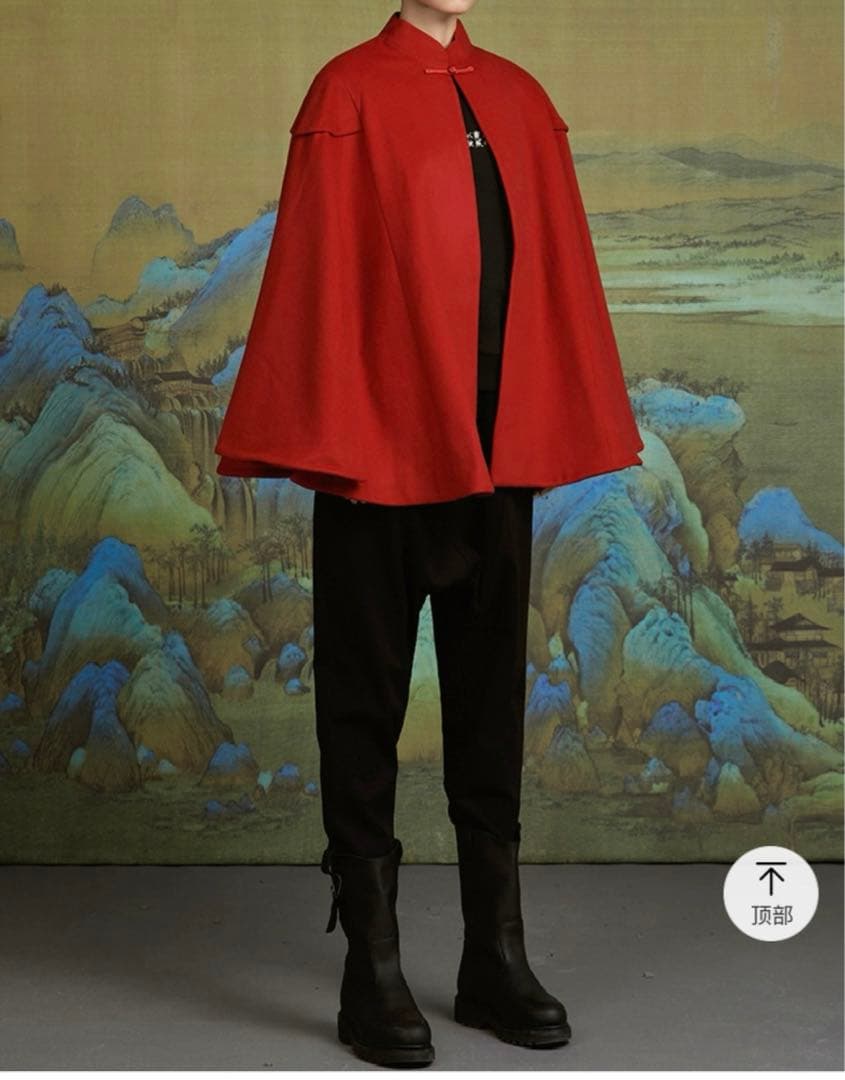 チャイナカラー ドラゴン龍 刺繍 ポンチョ・ケープコート 美品