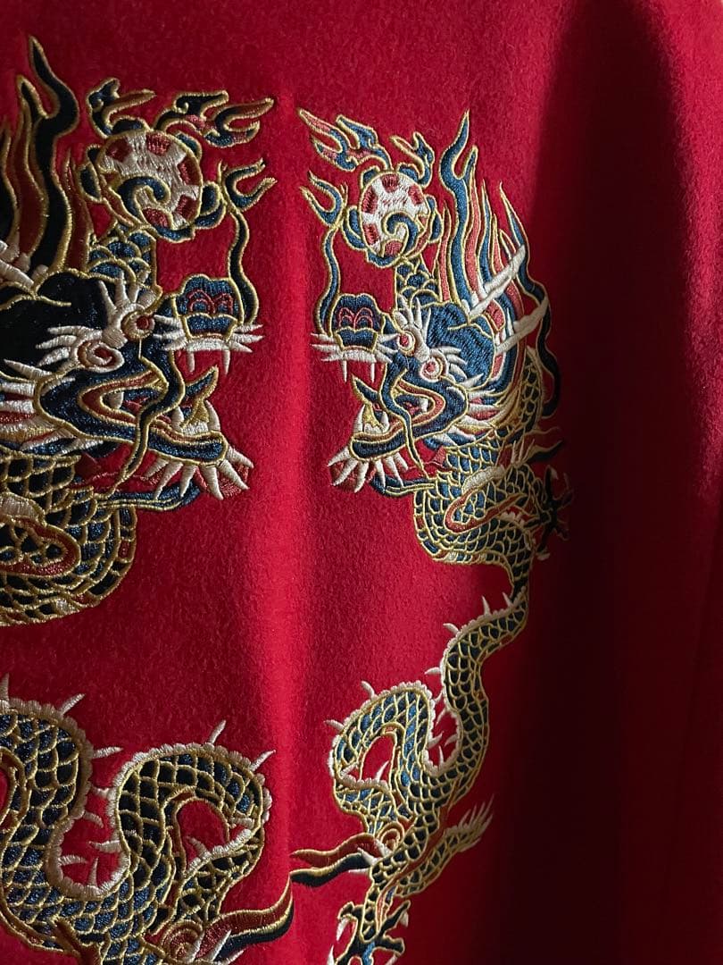 チャイナカラー ドラゴン龍 刺繍 ポンチョ・ケープコート 美品