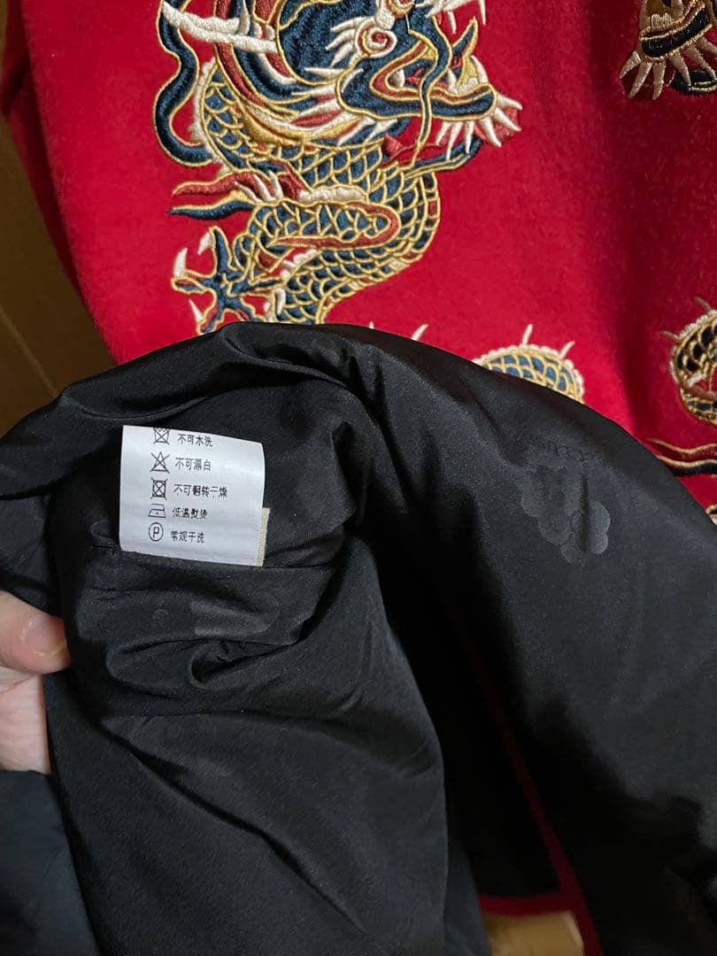 チャイナカラー ドラゴン龍 刺繍 ポンチョ・ケープコート 美品