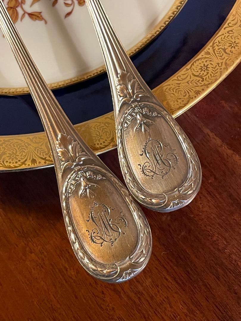 アンティーククリストフル サービング　スプーン&フォーク　 ヴェルメイユ