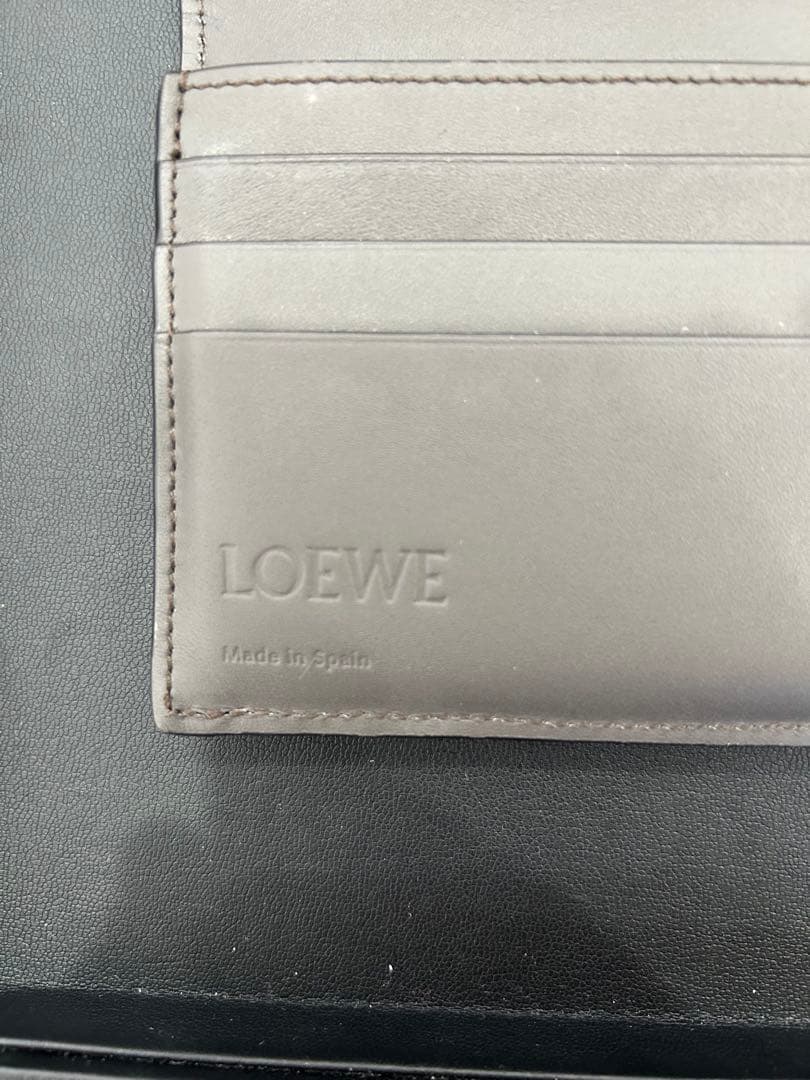 LOEWE 二つ折り財布 グレー レザー