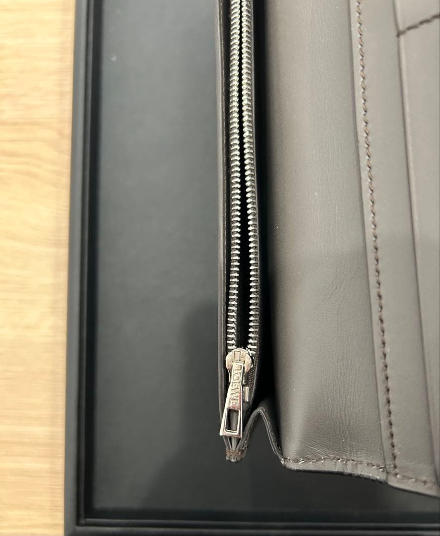 LOEWE 二つ折り財布 グレー レザー