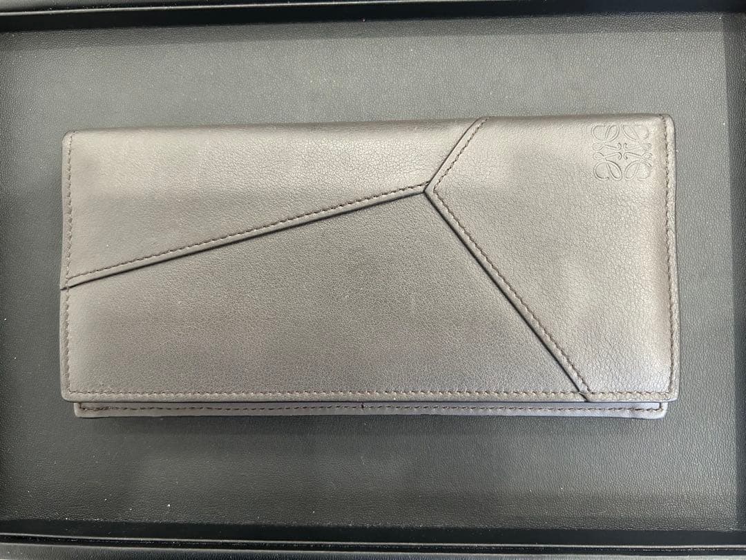 LOEWE 二つ折り財布 グレー レザー