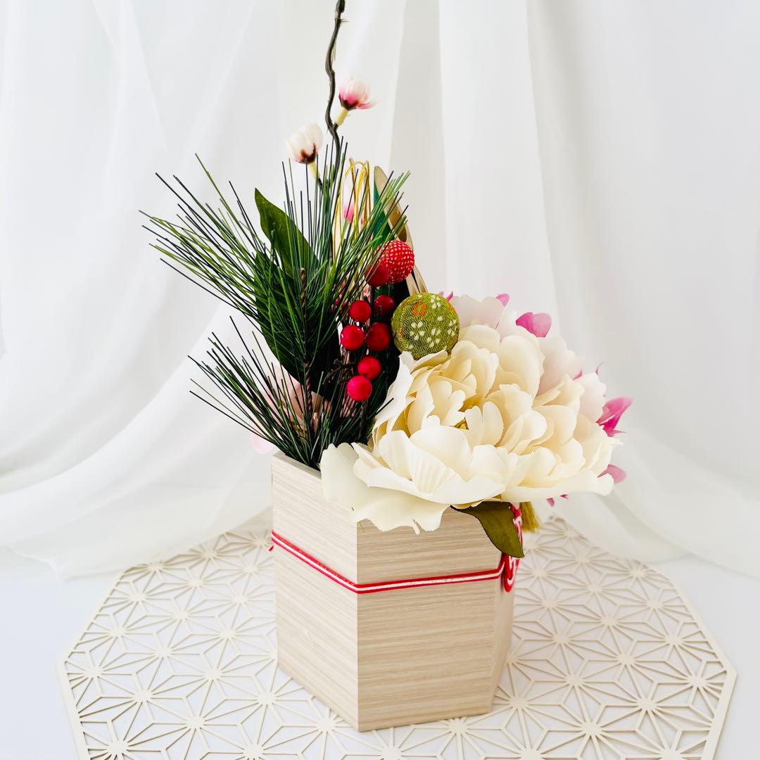 お正月飾り 門松 ハンドメイド 和モダン 菊 梅 ちりめん細工 大 246