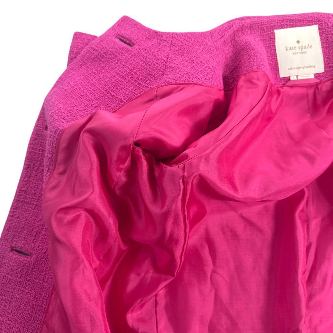 美品 ケイトスペード kate spade リボン付きドロシーツイードコート M