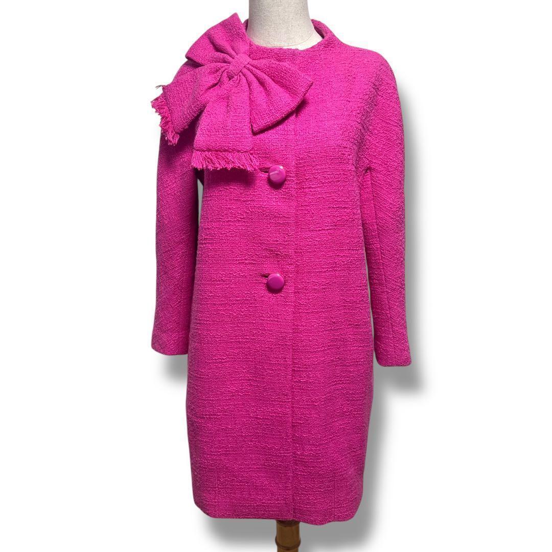 美品 ケイトスペード kate spade リボン付きドロシーツイードコート M